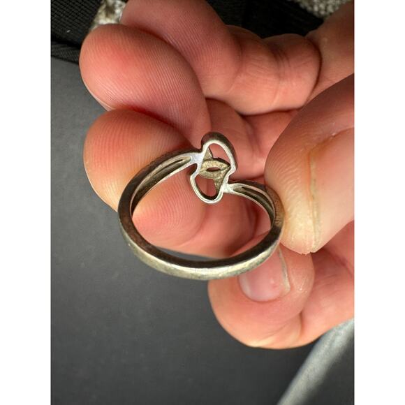PJ Sterling Silver 925 10K Gold Accent Diamonds Double Open Heart Ring Sz 6.5 - Picture 10 of 13
